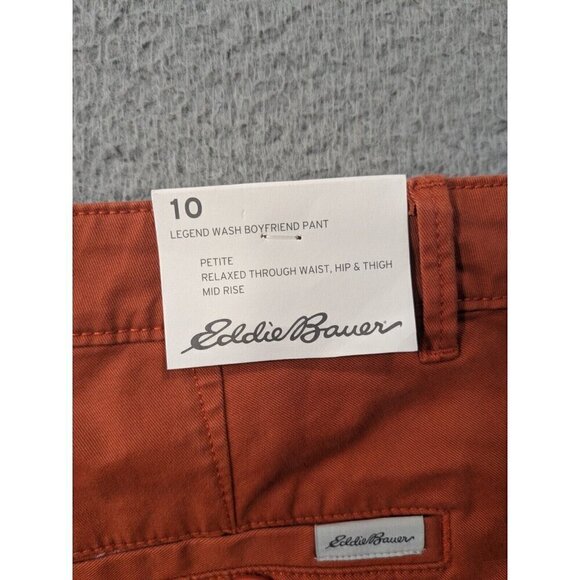 Eddie Bauer Pants 10 Petite Legend Wash Boyfriend Slim Stretch Orange - Picture 7 of 16